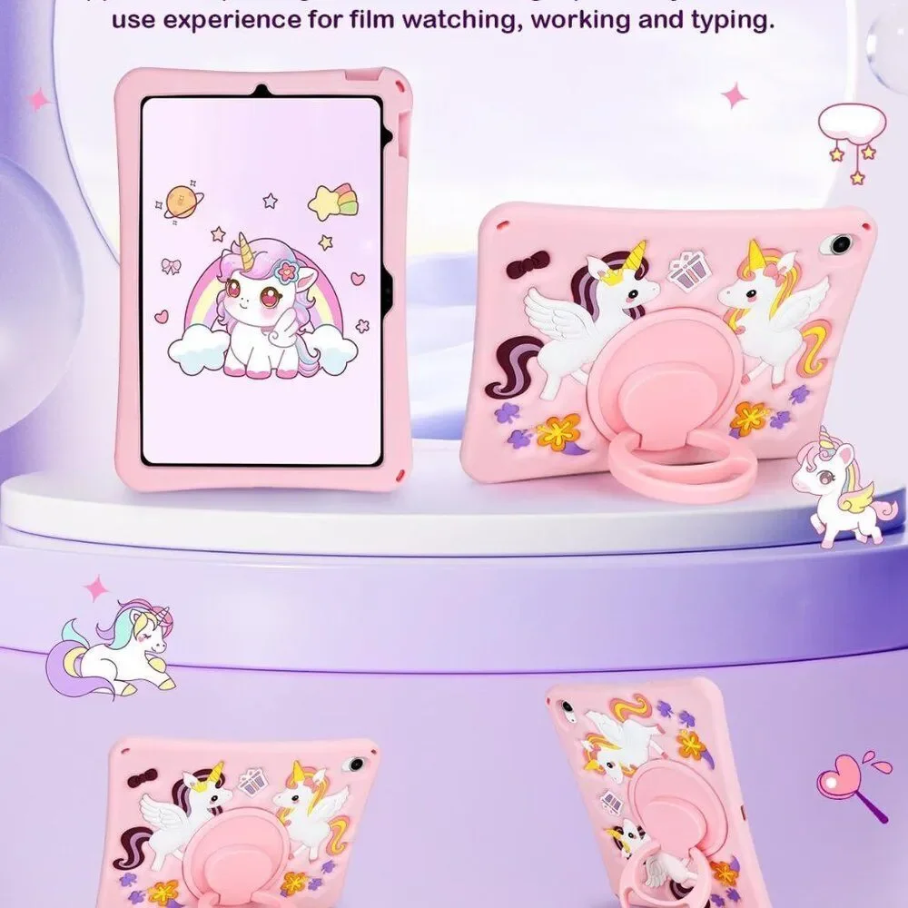 NEW JAKPAK Pad 11th 10th Generation Silicone Cute Kawaii 3D Unicorn stand 10.9